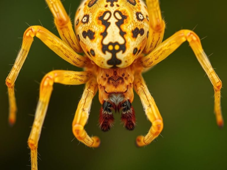 Araneus gemmoides z charakterystycznym znamieniem na odwłoku przypominającym kota