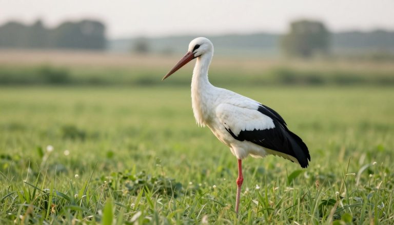 co oznacza stojący bocian w naturalnym środowisku