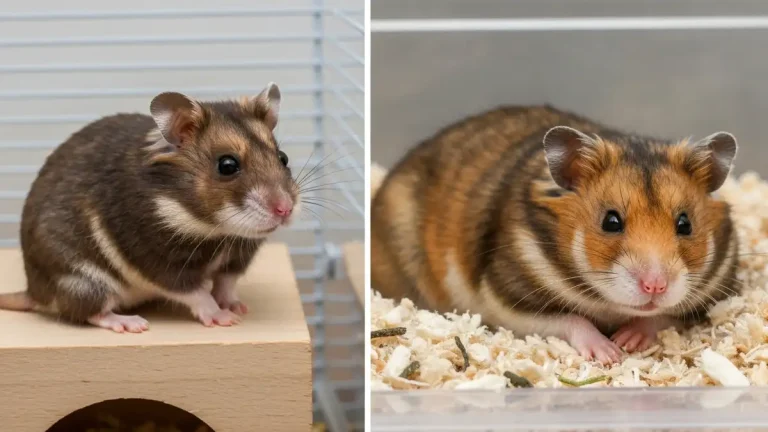 Porównanie rozmiaru chomika dżungarskiego i syryjskiego obok siebie w klatce