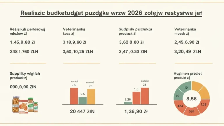 Kalekulacja miesięcznych kosztów utrzymania dorosłego kota z rozdzieleniem na kategorię karma, opiekę weterynaryjna, akcesoria i higiena