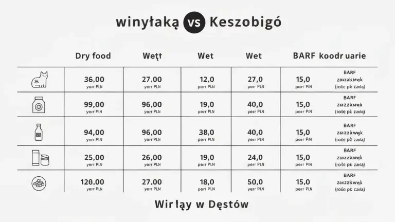 Tabela porównawcza kosztów różnych typów karmy dla kotów - sucha, mokra i naturalna