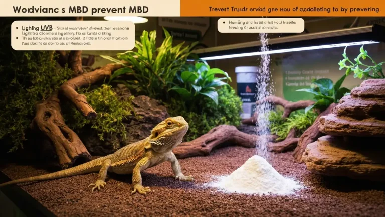 Agama brodata w terrarium z oświetleniem UVB i miseczką jedzenia