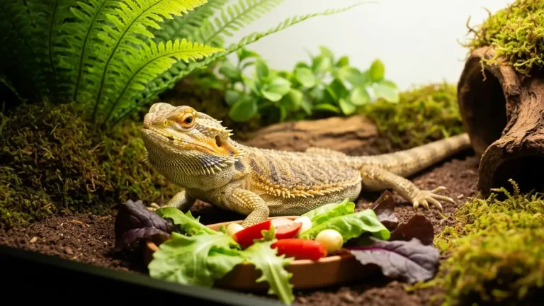 Agama brodata jedzące warzywa liściaste o wysokim stosunku wapnia do fosforu, terrarium
