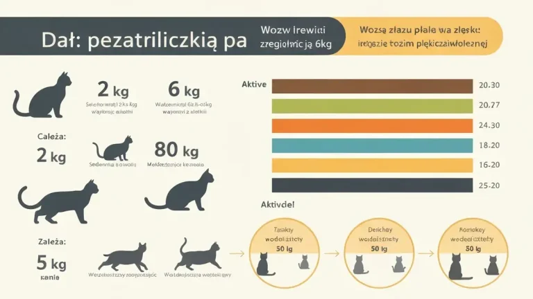 Infografika zapotrzebowania kalorycznego kota względem wagi i aktywności