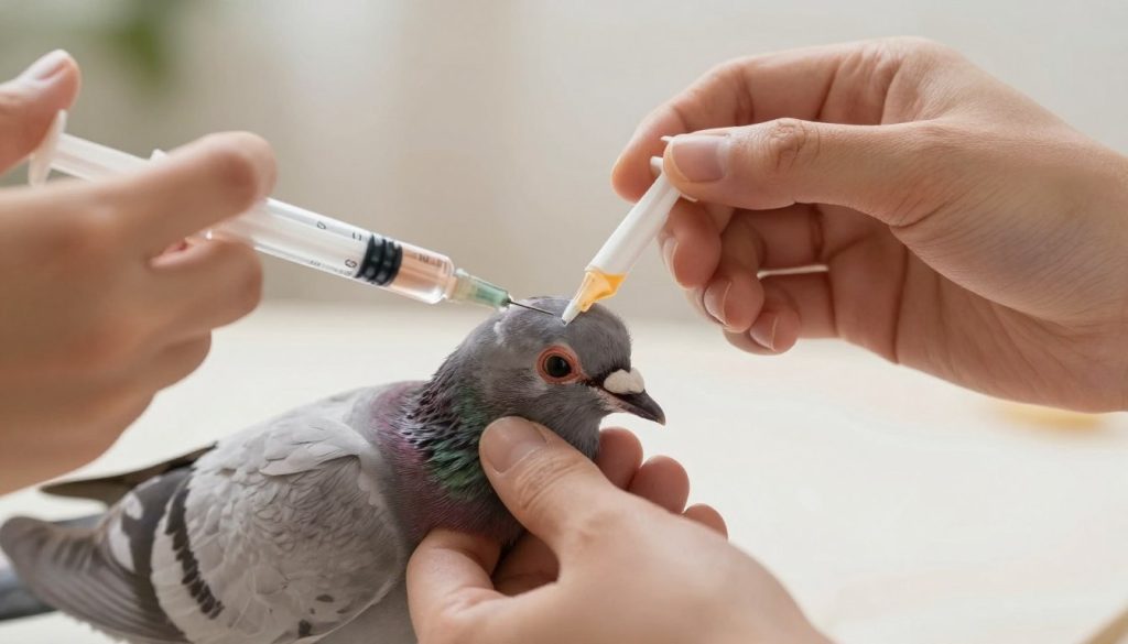jak karmić małego gołębia strzykawką